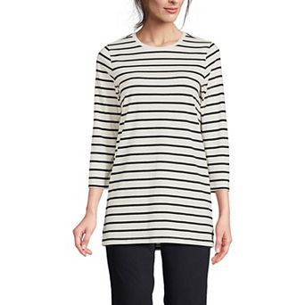 Petite Lands' End 3/4-Sleeve Supima Cotton Crewneck Tunic