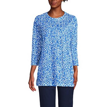 Petite Lands' End 3/4-Sleeve Supima Cotton Crewneck Tunic