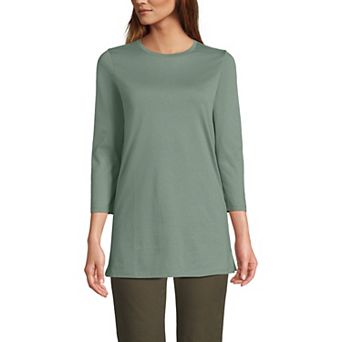 Petite Lands' End 3/4-Sleeve Supima Cotton Crewneck Tunic