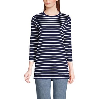 Petite Lands' End 3/4-Sleeve Supima Cotton Crewneck Tunic