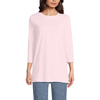 Petite Lands' End 3/4-Sleeve Supima Cotton Crewneck Tunic