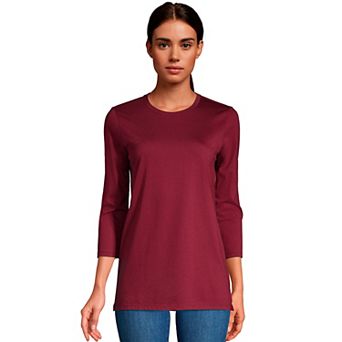 Petite Lands' End 3/4-Sleeve Supima Cotton Crewneck Tunic