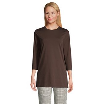 Petite Lands' End 3/4-Sleeve Supima Cotton Crewneck Tunic