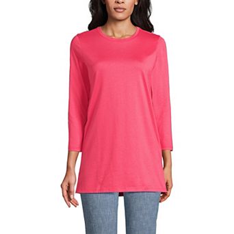 Petite Lands' End 3/4-Sleeve Supima Cotton Crewneck Tunic