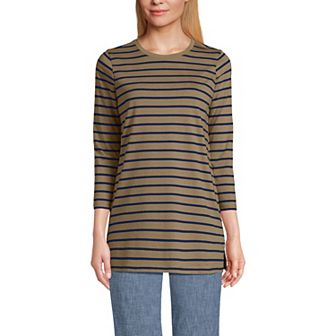 Petite Lands' End 3/4-Sleeve Supima Cotton Crewneck Tunic