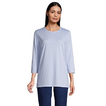 Petite Lands' End 3/4-Sleeve Supima Cotton Crewneck Tunic