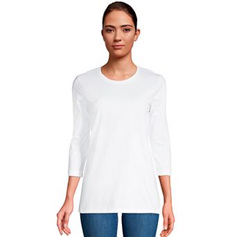 Petite Lands' End 3/4-Sleeve Supima Cotton Crewneck Tunic