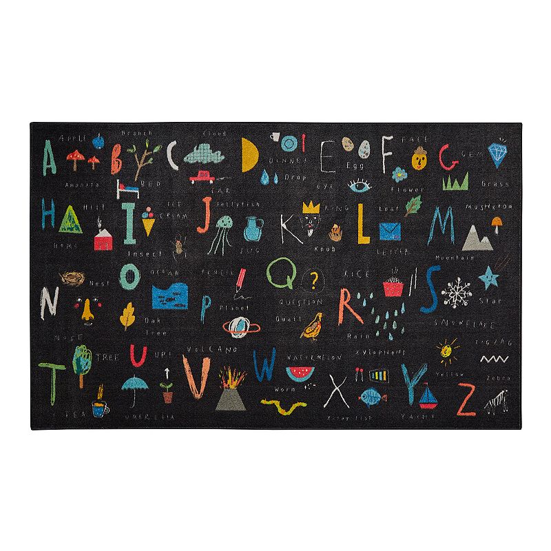 Mohawk Home Kids Interactive Prismatic ABC Letters EverStrand Rug, Black, 3.5X5 Ft