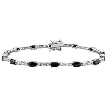 Stella Grace Sterling Silver Black & White Cubic Zirconia Station Bracelet