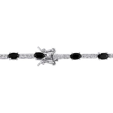 Stella Grace Sterling Silver Black & White Cubic Zirconia Station Bracelet