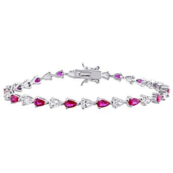 Stella Grace Sterling Silver Red Cubic Zirconia & Lab-Created White Sapphire Bracelet