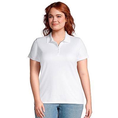 Lands End Women s Plus Size Supima Cotton Polo Shirt 2x White