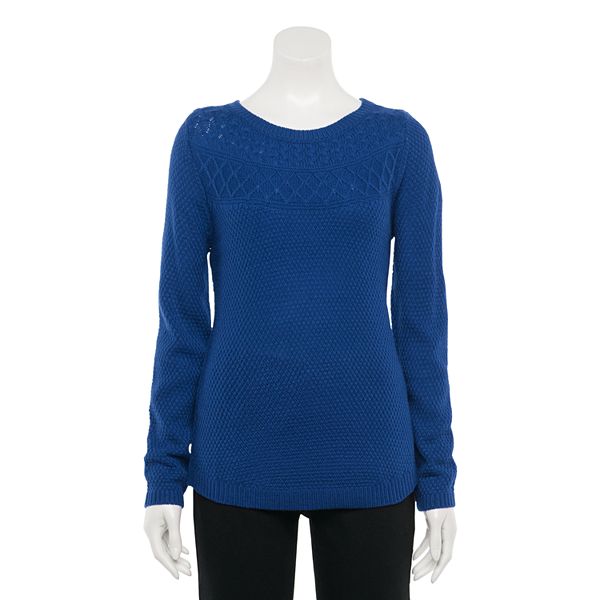 Women's Croft & Barrow® Cable-Knit Yoke Boatneck Sweater