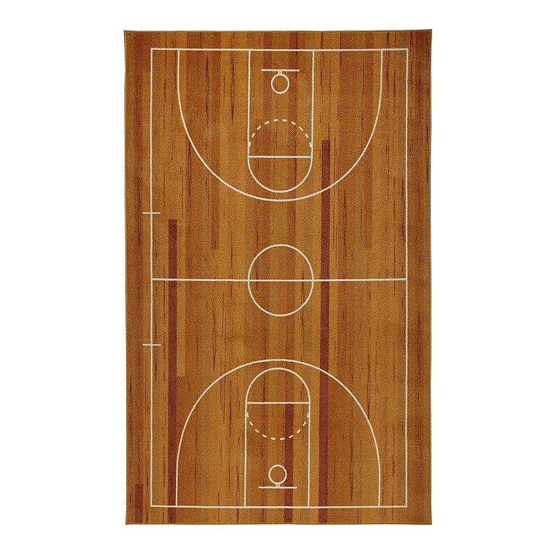 Mohawk Home Kids Interactive Prismatic Basketball Court EverStrand Rug, Brown, 8X10 Ft