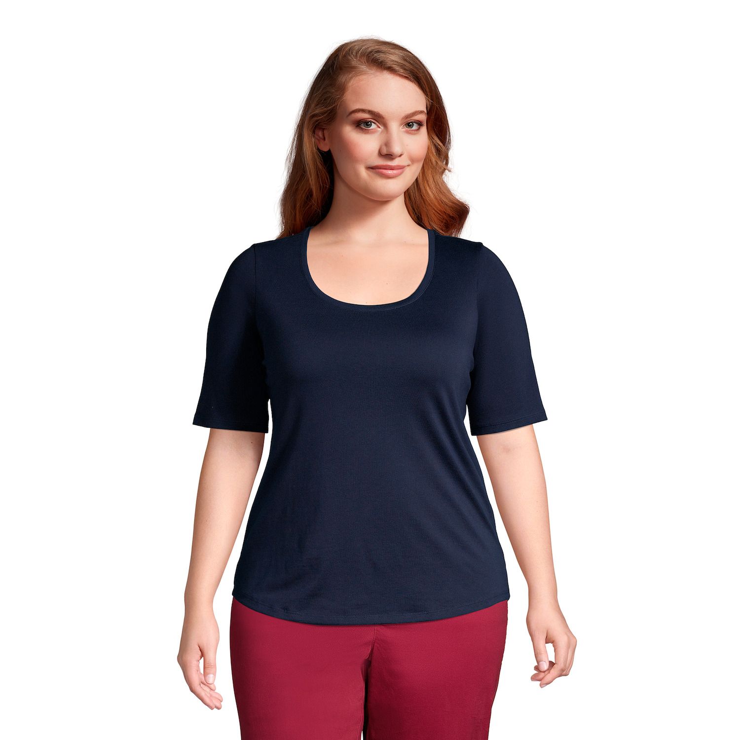 Image for Lands' End Plus Size Elbow-Sleeve Supima Cotton Scoopneck Tee at Kohl's.