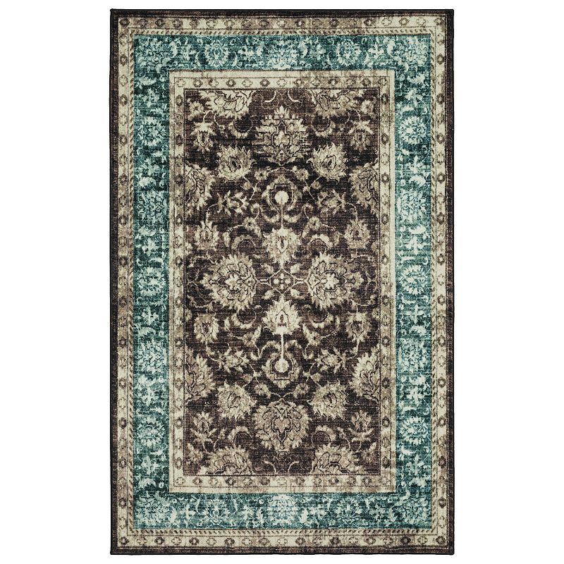 Mohawk Home Prismatic Worcester Dusk Traditional Floral Precision Printed Area Rug  5 x8   Grey & Blue