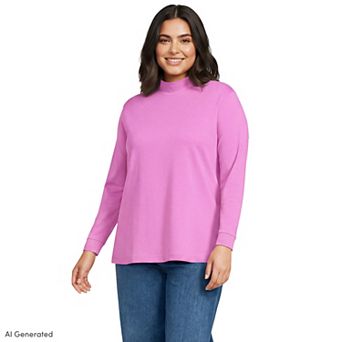 Plus Size Lands' End Relaxed Mockneck Top