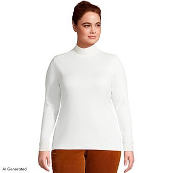 Plus Size Lands' End Relaxed Mockneck Top
