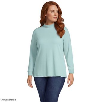 Plus Size Lands' End Relaxed Mockneck Top