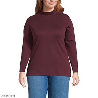 Plus Size Lands' End Relaxed Mockneck Top