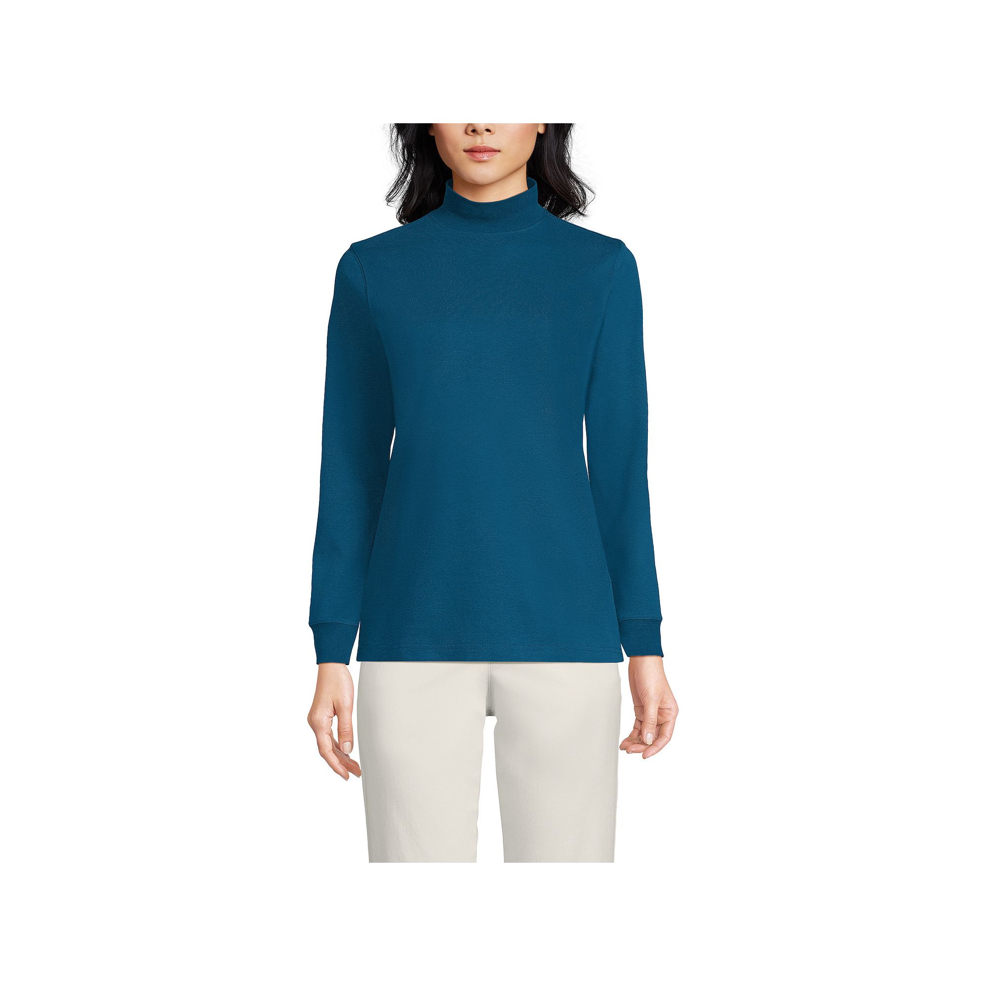 Womens Lands End Relaxed Mockneck Top, Size: XS, Baltic Blue