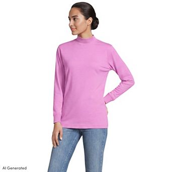 Petite Lands' End Relaxed Long Sleeve Mockneck Top