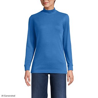 Petite Lands' End Relaxed Long Sleeve Mockneck Top