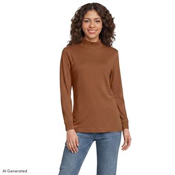 Petite Lands' End Relaxed Long Sleeve Mockneck Top