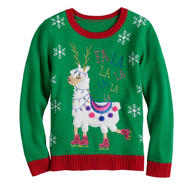 Girls 7 16 It s Our Time Fa La La Llama Christmas Sweater