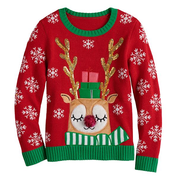 Girls reindeer sweater sale