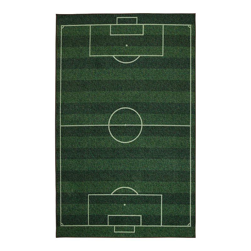 Mohawk Home Kids Interactive Prismatic Soccer Field EverStrand Rug, Green, 8X10 Ft
