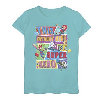 Girls 7-16 Marvel Birthday Girl Super Hero Graphic Tee