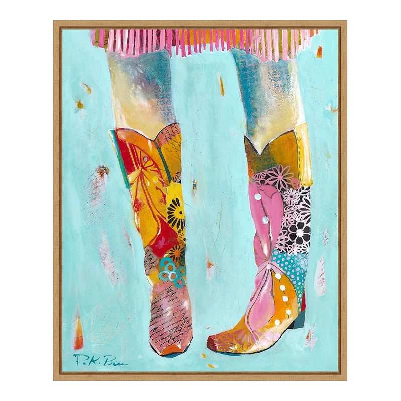 Amanti Art Cowgirl Boots Framed Canvas Wall Art, Brown, 16X20