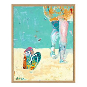 Amanti Art Flip Flops Beach Framed Canvas Wall Art