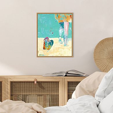 Amanti Art Flip Flops Beach Framed Canvas Wall Art