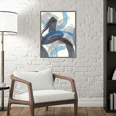 Amanti Art Blue Brushy Abstract II Framed Canvas Wall Art