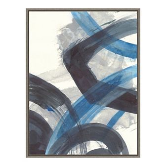 Amanti Art Blue Brushy Abstract I Framed Canvas Wall Art