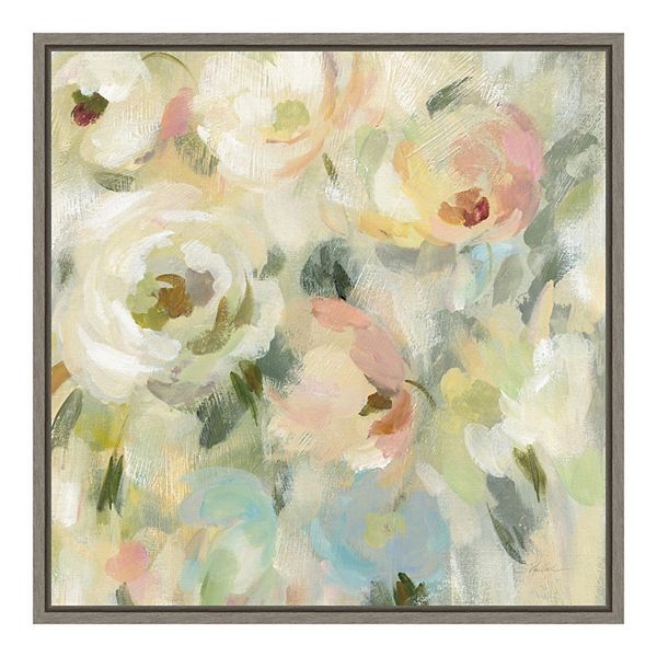 Amanti Art Expressive Pale Floral Framed Canvas Wall Art