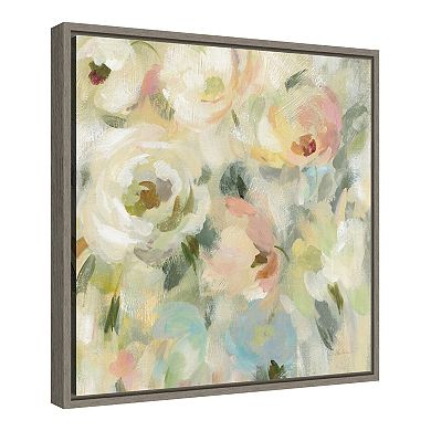 Amanti Art Expressive Pale Floral Framed Canvas Wall Art