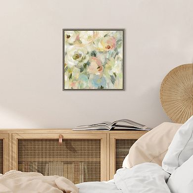 Amanti Art Expressive Pale Floral Framed Canvas Wall Art