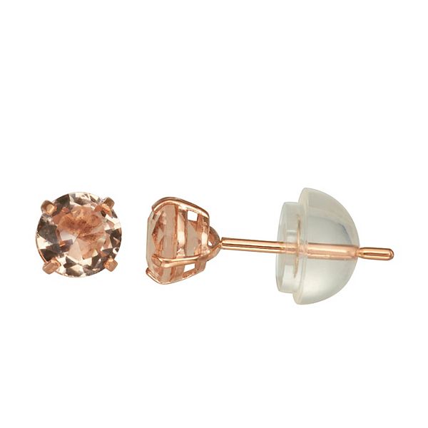 Kids Junior Jewels 14k Rose Gold Simulated Morganite Stud Earrings