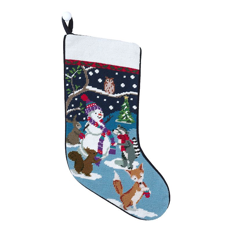 Lands End Needlepoint Christmas Stocking, Critters