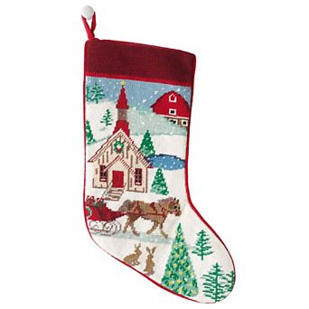 Lands' End Needlepoint Christmas Stocking