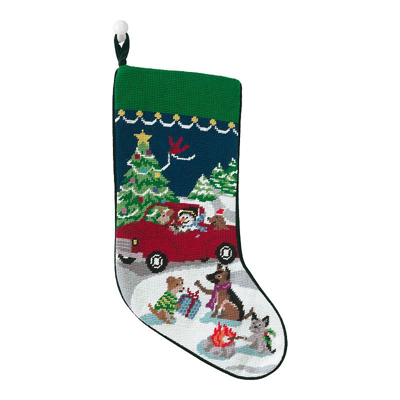 Lands End Needlepoint Christmas Stocking, Snowmans Holiday