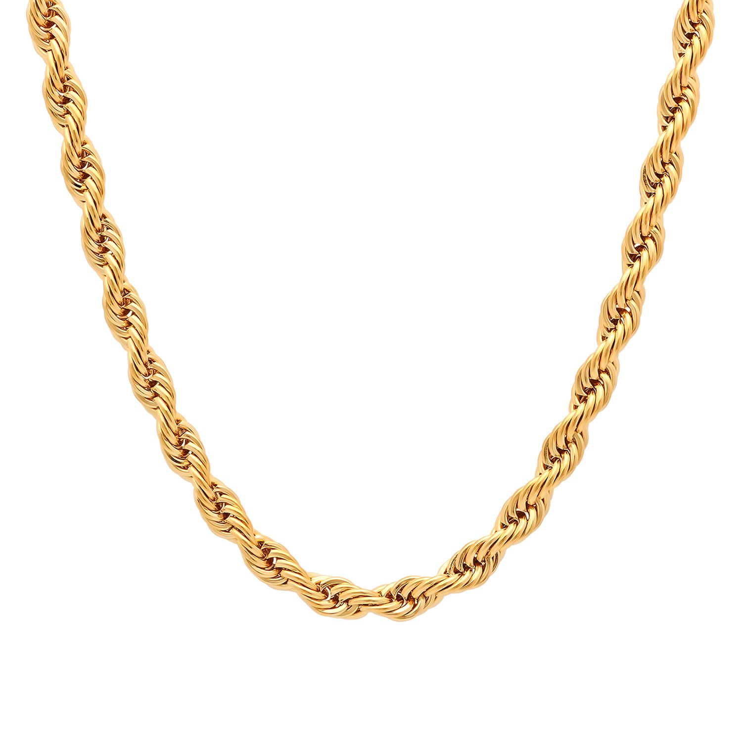 Men S Gold Tone Stainless Steel Rope Chain Necklace 24 In   4545043