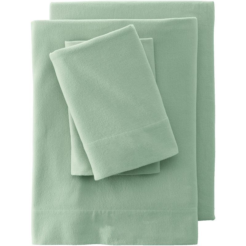 Lands End Velvet Flannel Sheet Set or 2-pack Pillowcase Set, Dark Green