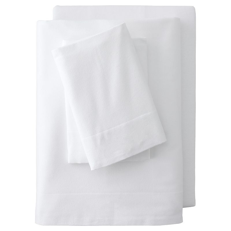 Lands End Velvet Flannel Sheet Set or 2-pack Pillowcase Set, White, FULL S