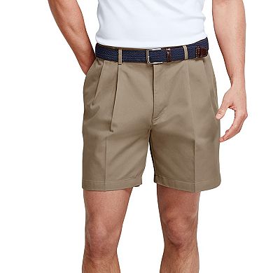 Men's Lands' End Comfort Waist 6-inch No-Iron Pleated Chino Shorts