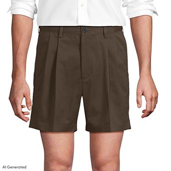 Men's Lands' End Comfort Waist 6-inch No-Iron Pleated Chino Shorts