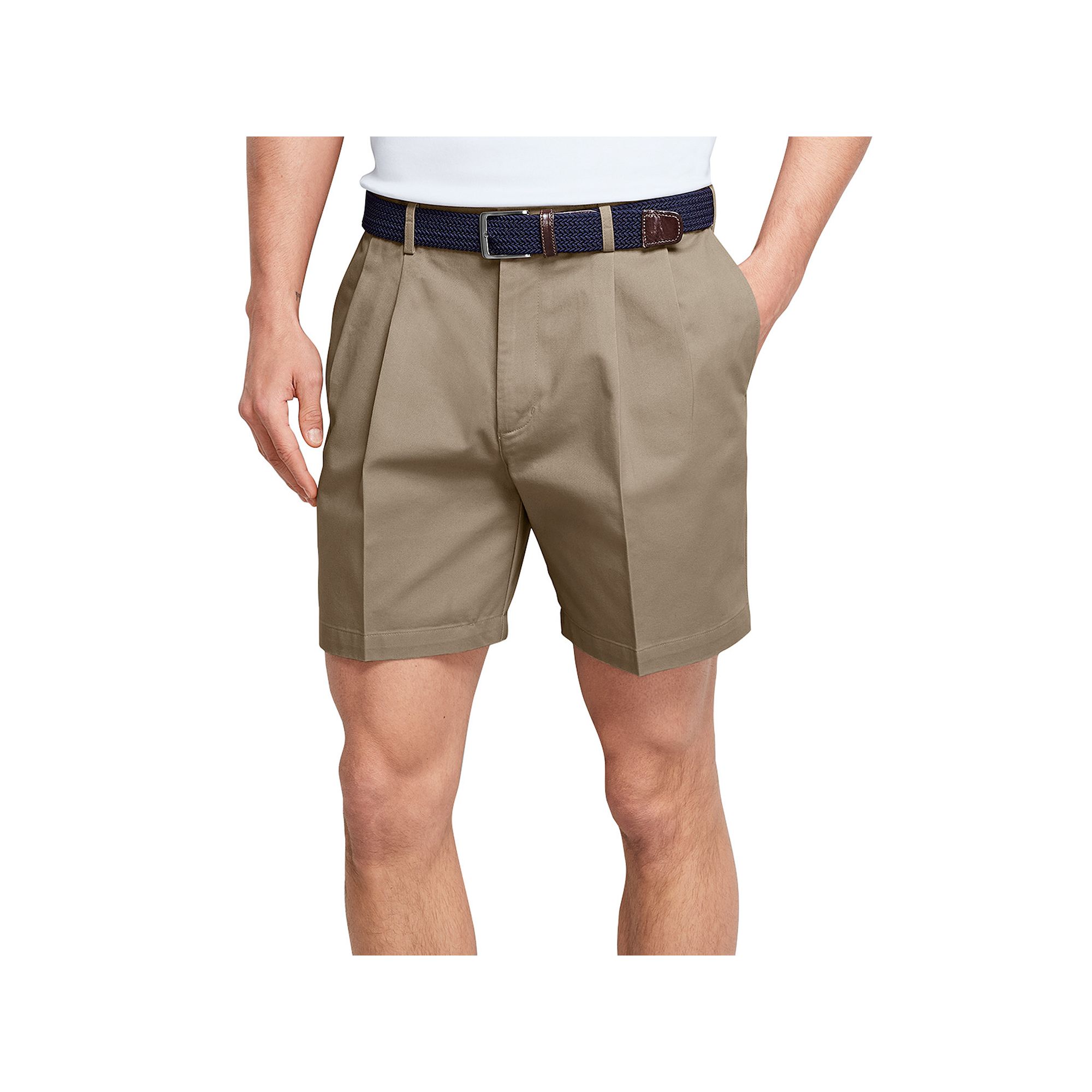 Mens Lands End Comfort Waist 6-inch No-Iron Pleated Chino Shorts, Size: 3
